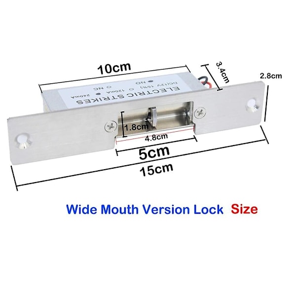 Elektrisk dörrlås med smal bredd, för trä- och metalldörrar, NC-läge, säkerhetslås, DC 12V, tillträdeskontroll, elektriskt dörrlås - WELLNGS Narrow mouth-NO