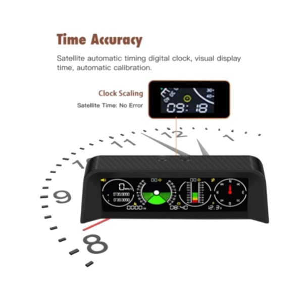 X90 Bil Elektronisk Digital GPS Speedometer Head-Up Display Tilt Meter Højdemåler Kompas Bil Niveau I-WELLNGS