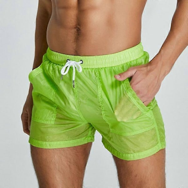 Mäns transparenta badbyxor | Mäns transparenta shorts | Mäns transparenta kalsonger - WELLNGS Green XL