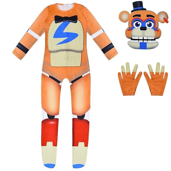 Lasten Juhlapuvut Viisi Yötä Freddy Bear Cosplay Puku Maskilla Pojat Tytöt Onesie Halloween Hieno Hyppyasu Z 7-WELLNGS 7 120