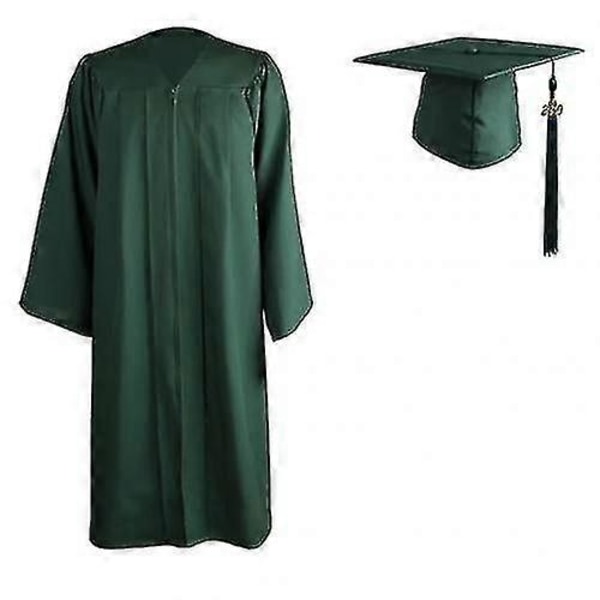 2025 Voksen Glidelås Universitet Akademisk Graduasjonskappe Robe Mortarboard Hatt-WELLNGS Atrovirens XL