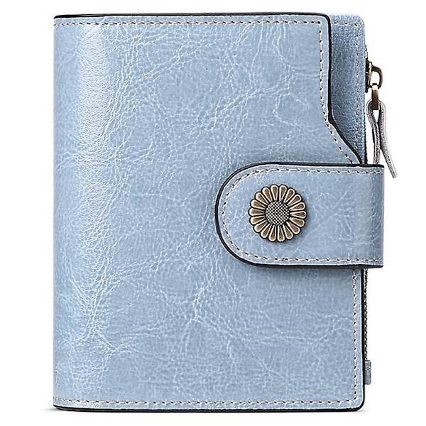SENDEFN 5206 RFID-blockerande plånbok i läder med flera kortfack - WELLNGS Light blue