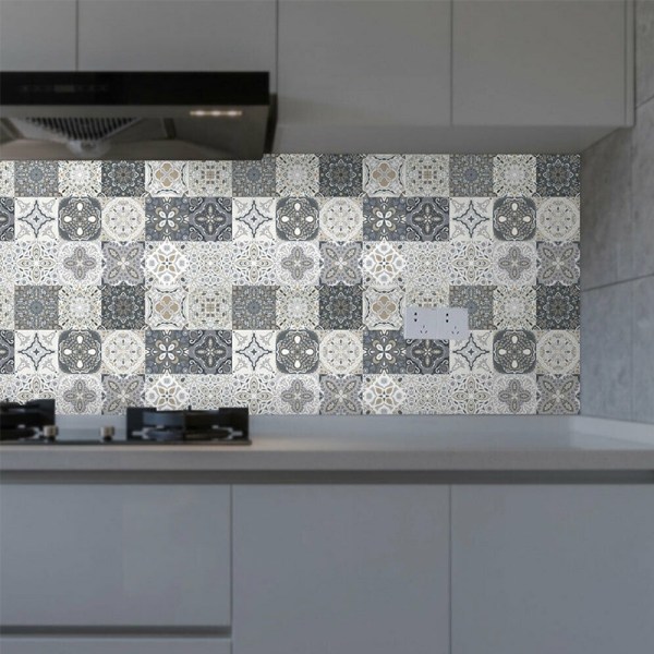 Grå mosaikfliser klistermærker Gulv Køkken Badeværelse Vægdekoration-WELLNGS 10*10cm