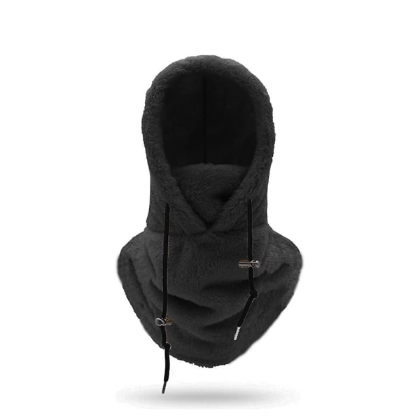 Sherpa Hood Ski Mask Vinter Balaclava Kallt väder Vindtät Justerbar Varm Huva Cover Hat Cap Scarf-WELLNGS Black