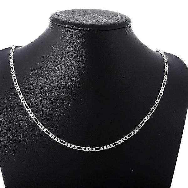 40-75cm 925 Sterling Sølv 4mm Figaro Kæde Halskæde til Kvinder Mænd Lang Halskæde Hip Hop Smykker Gave-WELLNGS 40cm