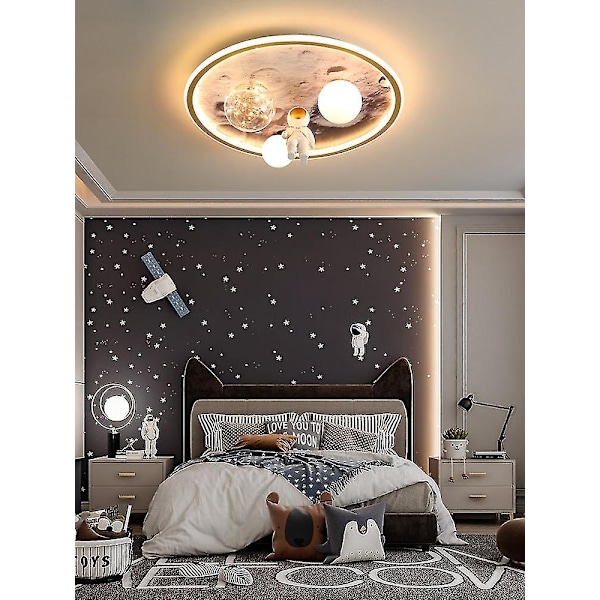 Moderna Astronaut LED Taklampor för Barnrum Sovrum Studie Barn Baby Cartoon Grå Måne Lykta Hembelysning - WELLNGS Brightness Dimmable