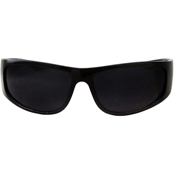 Super Dark Lens Black Sunglasses | Biker Style Rider | Wrap Around Frame-WELLNGS