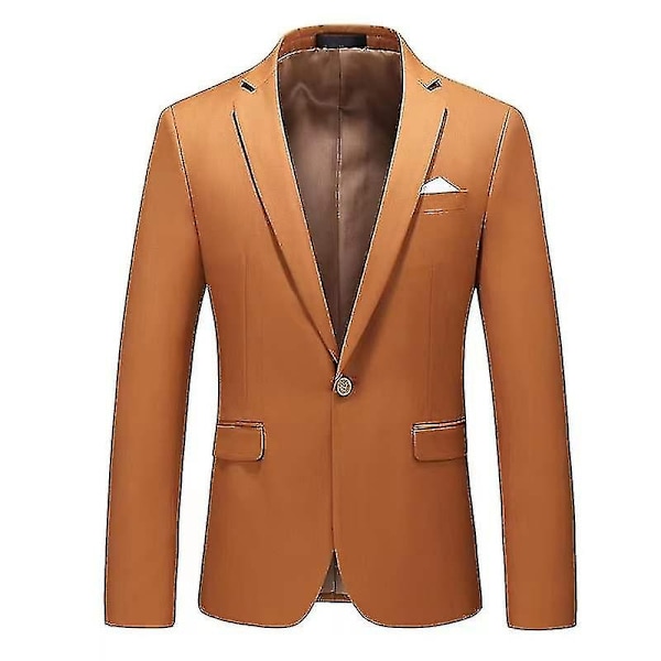 Fashion Herr Blazer Business Casual Slim Fit Kostymjacka-WELLNGS caramel 2XL