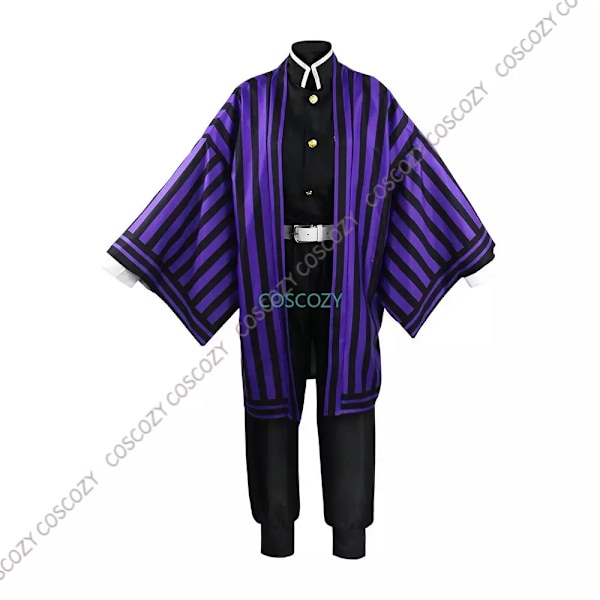 Lilla/sort Iguro Kohana Cosplay Anime Demon Slayer Iguro Kohana Yuori Kimono Cosplay Kostume Hvid Slange Dukke Sæt M-WELLNGS M A2 Snake and wig