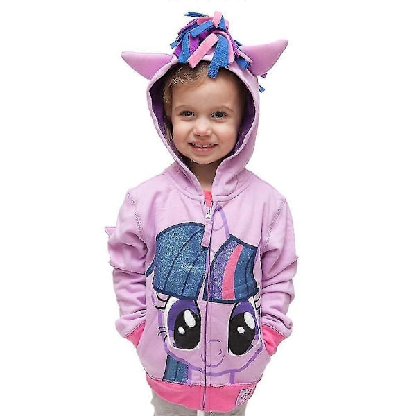 Jente Hettejakke med Glidelås Barn Et Kåpe Rainbow Dash Glitter Yttertøy-WELLNGS Purple 3-4 Years