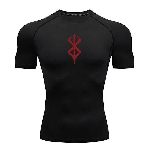 Herre Kompresjon T-skjorte Lang Ermet Anime Berserk Guts Sport Hurtigtørkende T-skjorter Athletic Gym Tights Undershirts Topper Tee Male-WELLNGS jinCX01 Black10 XXL