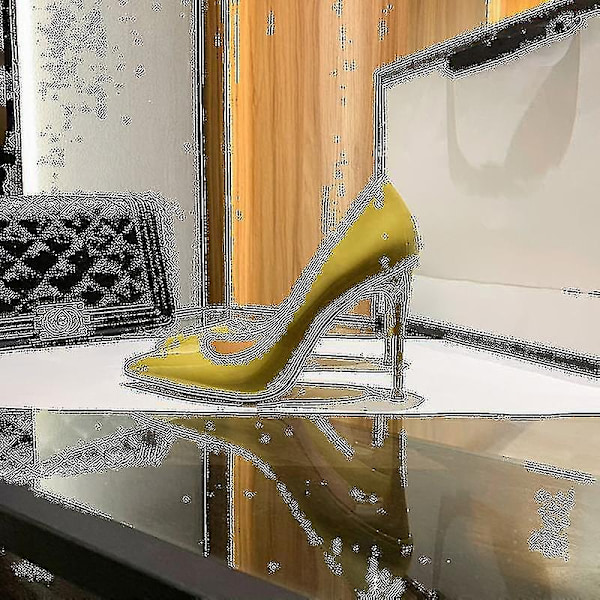 Sexiga röda pumps för kvinnor - Tunna högklackade skor med spetsig tå (6cm/8cm/10cm) - Perfekta för bröllop - WELLNGS yellow 8cm 36