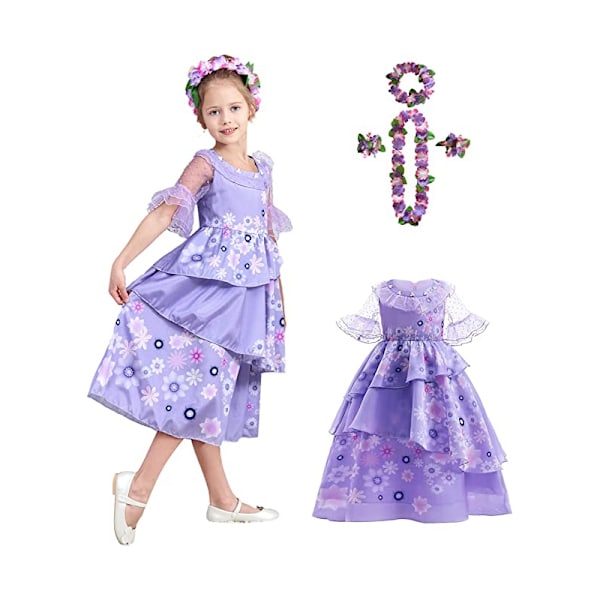 Encanto Isabella Mirabelle Prinsessekjole Børne Halloween Fødselsdagsfest Karnevalsfest Børn Rollespil Kostume D Isabella Outfit-WELLNGS D Isabella sets 120(size 4T)