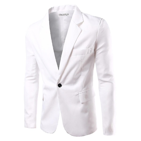 Herres habitjakke Slim Fit Business Casual Blazer-WELLNGS White M