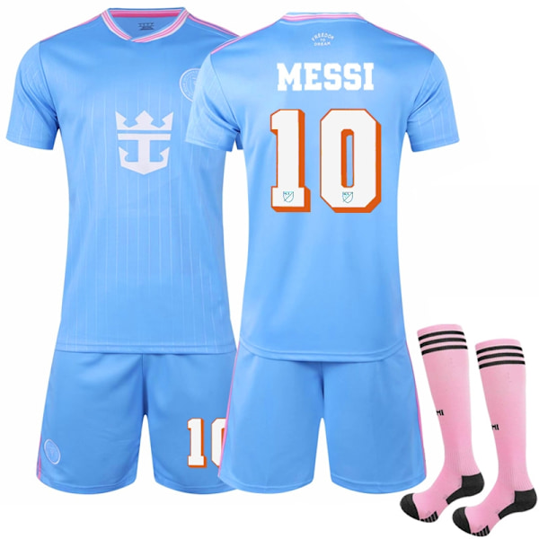 25-26 Inter Milan Miami Fodboldklub Udebanetrøje Nr. 10 Messi Børne- og Voksen Fodbold Sæt (Inklusive Strømper)-WELLNGS NO.10 28