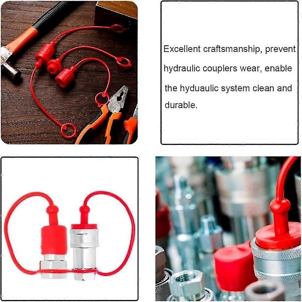 4 set hydrauliska snabbkopplingar han-dammlock och hon-plugglock, gummiplugg/dammlock (-A 1/2 tum-WELLNGS