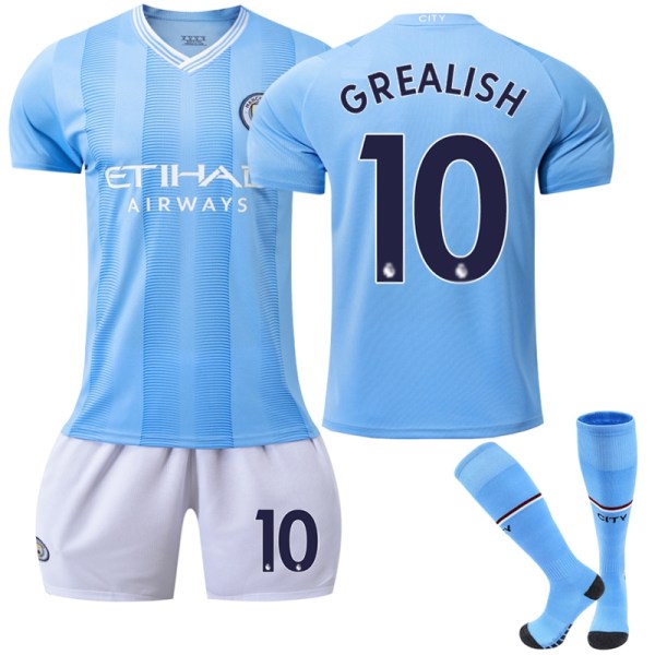 23-24 Manchester City hemma fotbollströja för barn 10(GREALISH)-WELLNGS 10(GREALISH) 10-11 Years