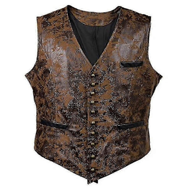 Herr Enfärgad Sammet Konstläder Väst-WELLNGS brown XXL