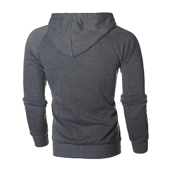 Herr Zip Up Hoodies Kappa med Huva Tröja Jacka Hoody Slim Fit Jumper Toppar-WELLNGS Dark Grey L