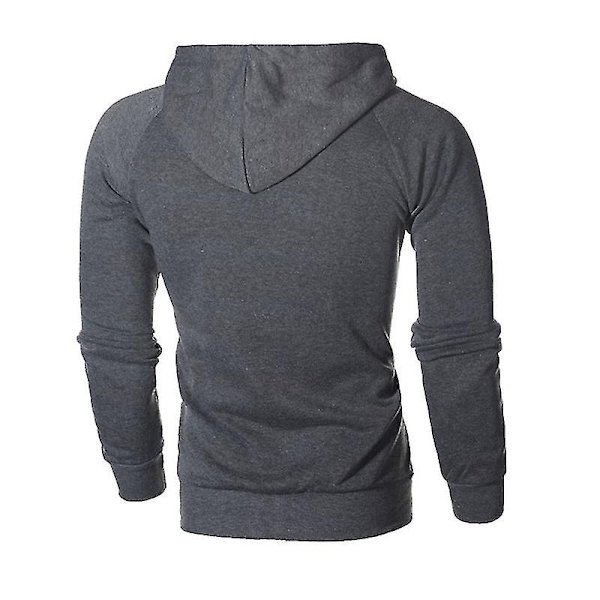 Herre Zip Up Hoodies Frakke Hættetrøje Jakke Hoody Slim Fit Jumper Tops-WELLNGS Dark Grey L