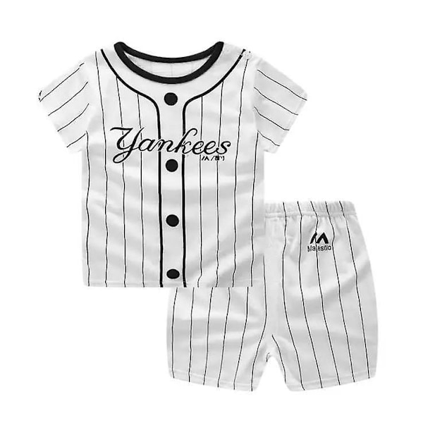 Vauvan poikien raidallinen Yankees-paita + lyhyt housupuku - WELLNGS 6m