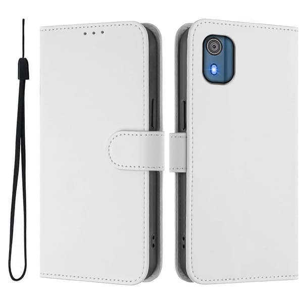 PU-deksel i ensfarget design kompatibelt med Nokia C02-WELLNGS White