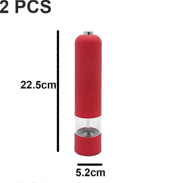 Sähköinen merisuola- ja pippurimyllysetti, paristokäyttöinen, valaistu ja säädettävissä, 2-pakkaus - WELLNGS 2pcs red