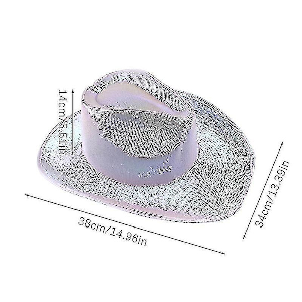 Disco Luminous Led Brud Cowgirl Hat Glødende Lys Bar Cap Bachelorette Party Tilbehør Blinkende Neon Western Cowboy Hat-WELLNGS Red
