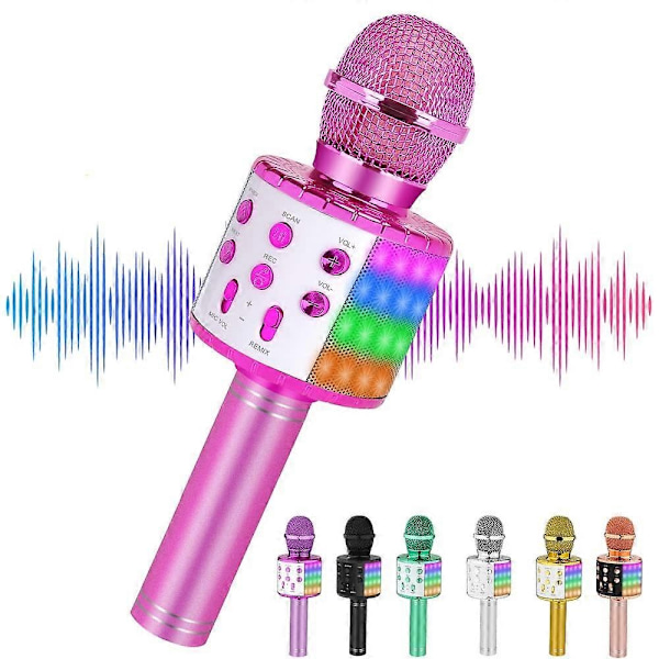 Trådløs Karaoke Mikrofon til Børn, Gave til Piger i Alderen 6 7 8 9 År, Legetøj til Piger i Alderen 4-12 År, Fødselsdagsgave til Børn i Alderen 5 6 År - WELLNGS Purple