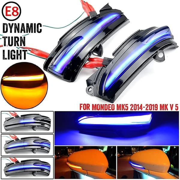 for Mondeo MK5 2014-2019 Bil LED Dynamisk Side Speil Lys Blinklys Blå Blinklysindikator - WELLNGS