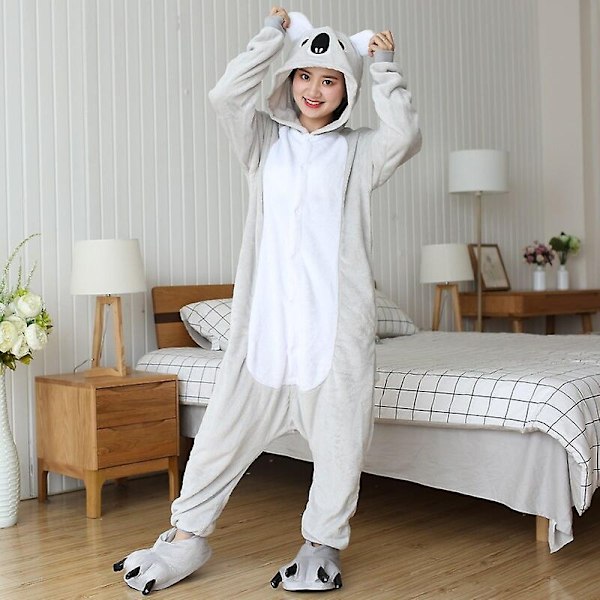 Yksisarvisen Kissan Bodysuit Aikuisten Eläin Ommel Totoro Bodysuit Naiset Miehet Pari Talvi Pyjamasetti Yöasu Kotiasu - WELLNGS Grey koala 10t(height 125-135cm