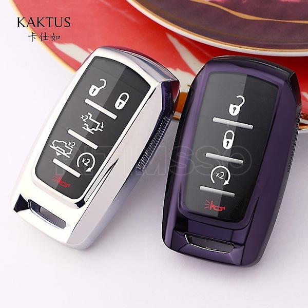 Pehmeä Tpu  Älykäs Auton Avaimen Kuori Kotelo Suoja Dodge Ram 1500 Rebel 2500 3500 5500 2019 2020 Pidike Auton Tarvikkeet-WELLNGS Purple Black