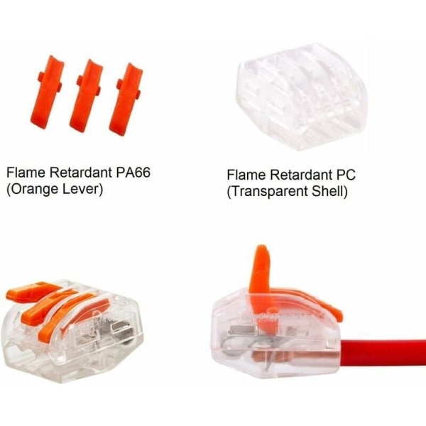 Elektriske stik - Pakke med 50 hurtige kabelterminaler - Indeholder 3 typer stik med 2, 3 og 5 indgange - WELLNGS