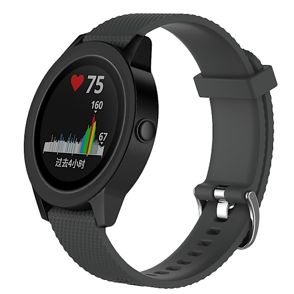 Silikone Rem til Garmin Vivoactive 3/hr Holdbar Ur Rem Fashion Rem Armbånd-WELLNGS Gray