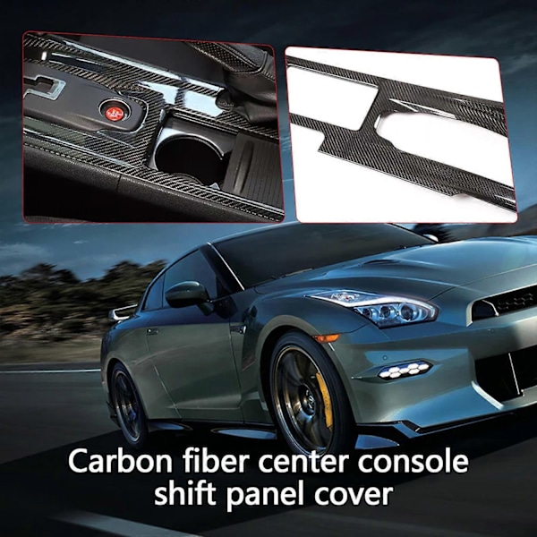 Äkta Kolfiber Kompatibel med Nissan GTR R35 Central Konsol Växelspakspanel Skydd - WELLNGS