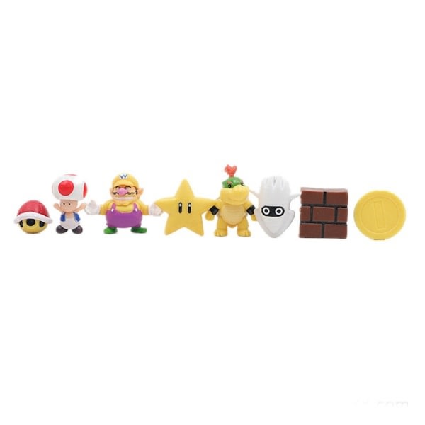 48./ Set Super Mario Family Luigi Yoshi Bowser Wario Peach Toad Daisy Figuuri Malli Lelut-WELLNGS