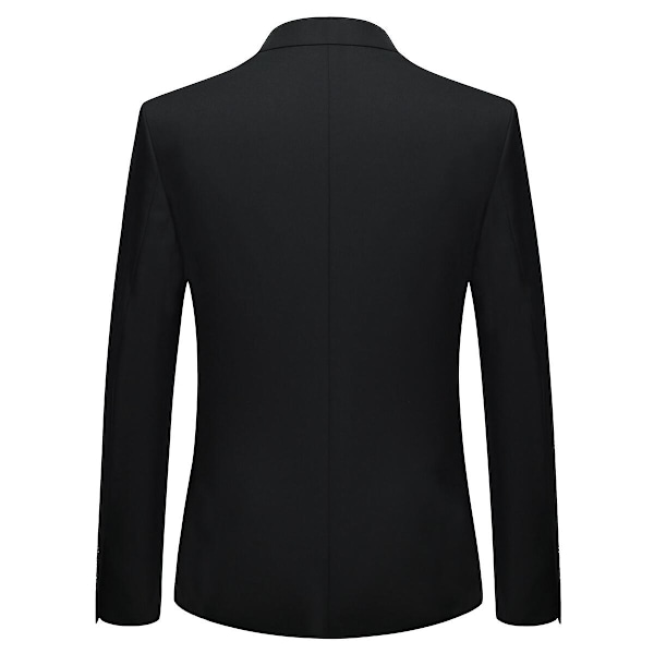 Allthemen Herrkostym 3-delat Business Solid Slim Fit Kostymjacka&byxor&väst-WELLNGS Black M