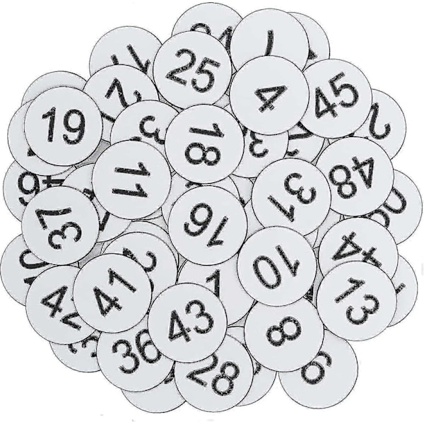 Muoviset numerolaput kaiverretut numeroidut laput tunnistelaput avaimenperälaput ilman reikää - WELLNGS White 1-100
