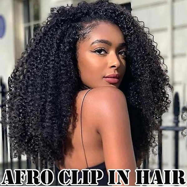 8 st Afro Curly Clip In Mänskligt Hår Extensions Brasilianskt Hår-WELLNGS blackbrown 22inch