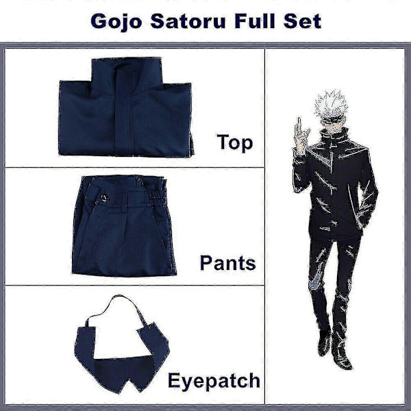 Sort Anime Jujutsu Kaisen Satoru Gojo Cosplay Kostume Skoleuniform Dragt - WELLNGS XL