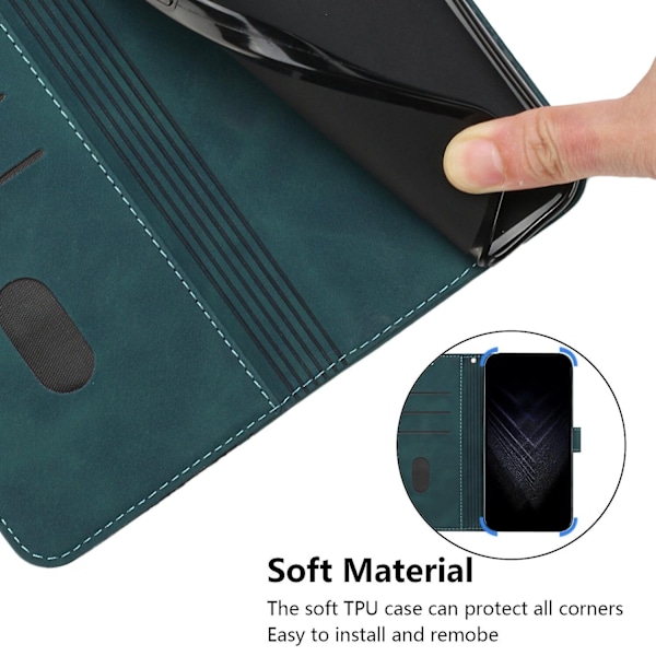 Samsung Galaxy A21S Telefonveske, PU Lær Lommebokdeksel Beskyttende Deksel Magnetisk Spenne Design Lommebok Kortspor Holder Telefonveske - WELLNGS Green