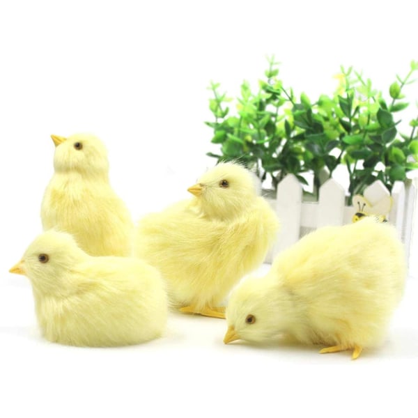 Realistisk plysch kyckling figurer lurvig liten kyckling Djurleksak Gul baby kyckling prydnader påsk kyckling presentdekoration-WELLNGS