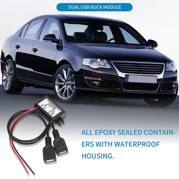 DC-omformer 12V til 5V 3A Dobbel 2 USB til Auto Regulator Spenningstrinn-WELLNGS