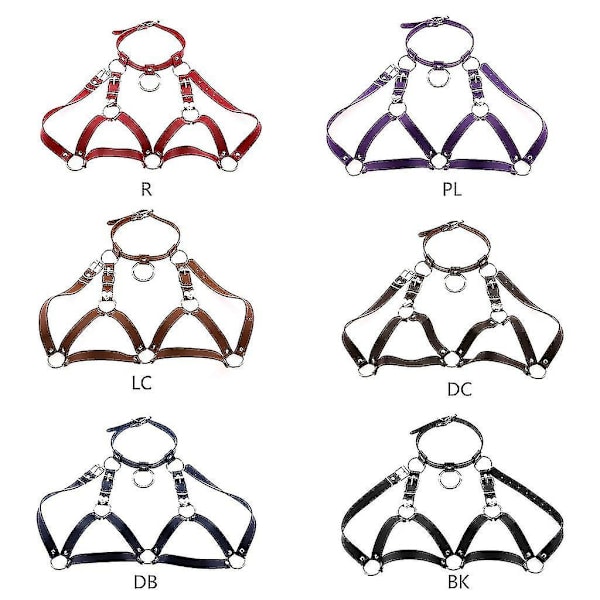Punk Cupless BH-sele - BH-topp - Bröstfäste - BH-kedja - Läder BH-sele - WELLNGS Deep Blue