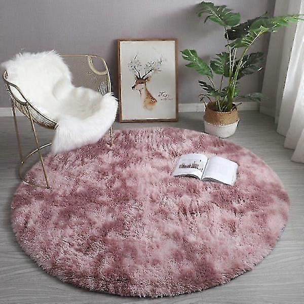 Pehmeä pyöreä matto, pörröinen valkoinen matto olohuoneeseen, pehmeä kodin sisustus makuuhuoneeseen - WELLNGS pink purple Diameter 120cm