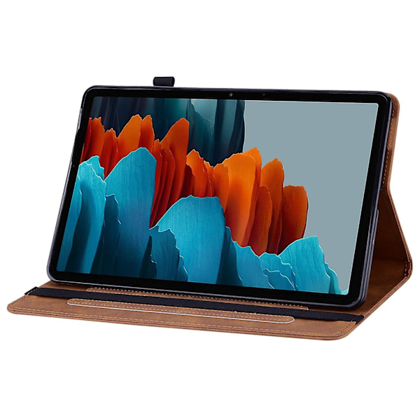for Samsung Galaxy Tab S9+ PU Læder Tablet Etui Lynlås Lomme Kortspor Pung Stativ Cover-Brun-WELLNGS Brown