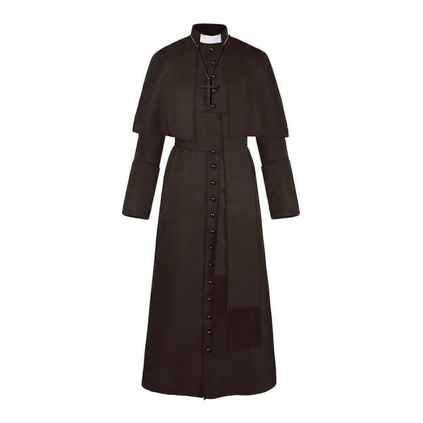 Solid Pastor Cos Kostym Halloween Präst Medeltida Retro Cosplay Kostym-WELLNGS White S