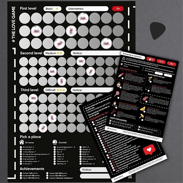 Spill Scratch Off-plakatspill for par - Valentinsdag-gaver - Veggplakat til henne og til ham - WELLNGS