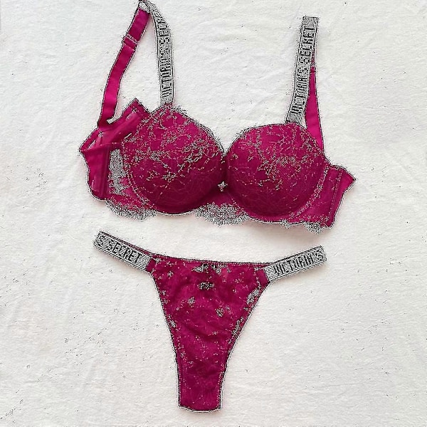 Seksikäs alusvaatesetti mukava naisten push-up rintaliivit Victoria's Secret alusvaatesetti naisten 2-osainen alusvaatesetti - WELLNGS Lace follows3 75B