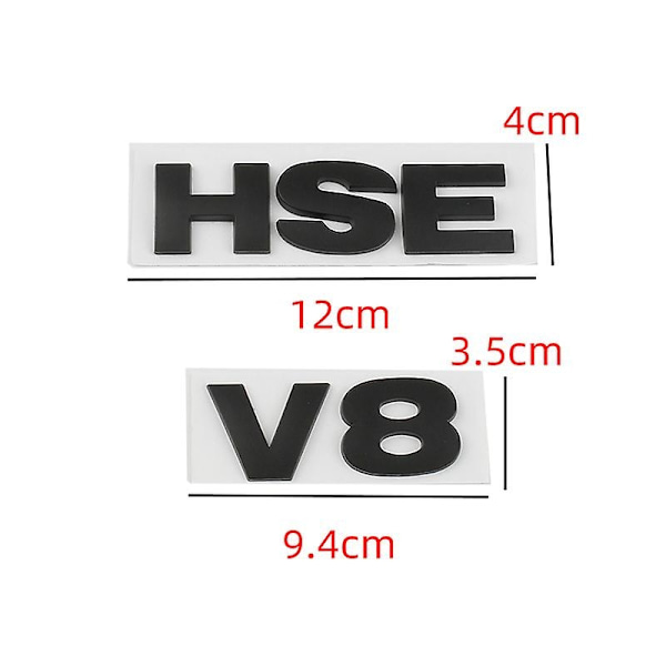 3D Abs Hse V8 Bokstaver Bil Bakre Koffert Fender Merke Emblem Klistremerker Klistremerke for Land Rover Range Rover Sport Vogue Discovery 4-WELLNGS V8-Gray